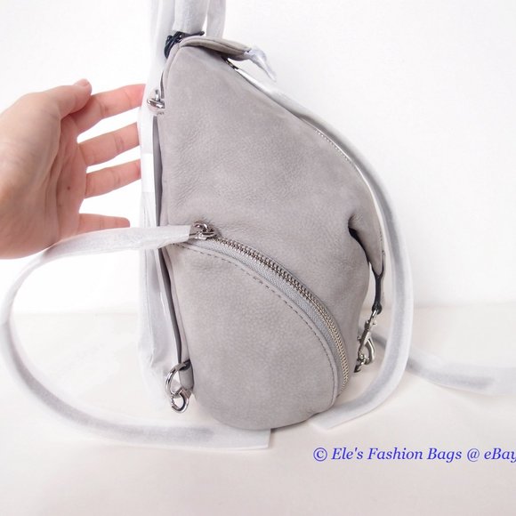 NWT Rebecca Minkoff Julian Mini Convertible Backpack GREY Nubuck Leather AUTHNTC main image 14